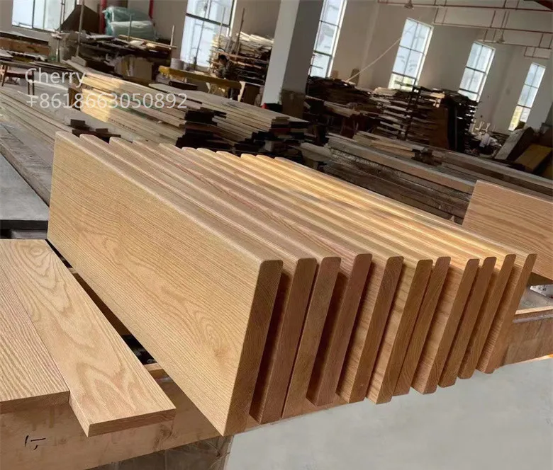 50-100mm thick floating wood Stair Treads oak wood stair treads Modern Luxury Indoor wooden Stairs