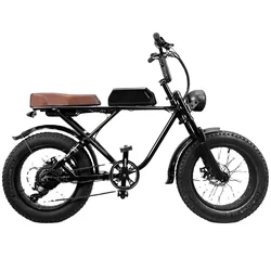 Retro fat tire frame high range electric e bicycle 500w 800w 1000w 48v 12Ah charging electric mountain bike Shimano TZ 7-spd