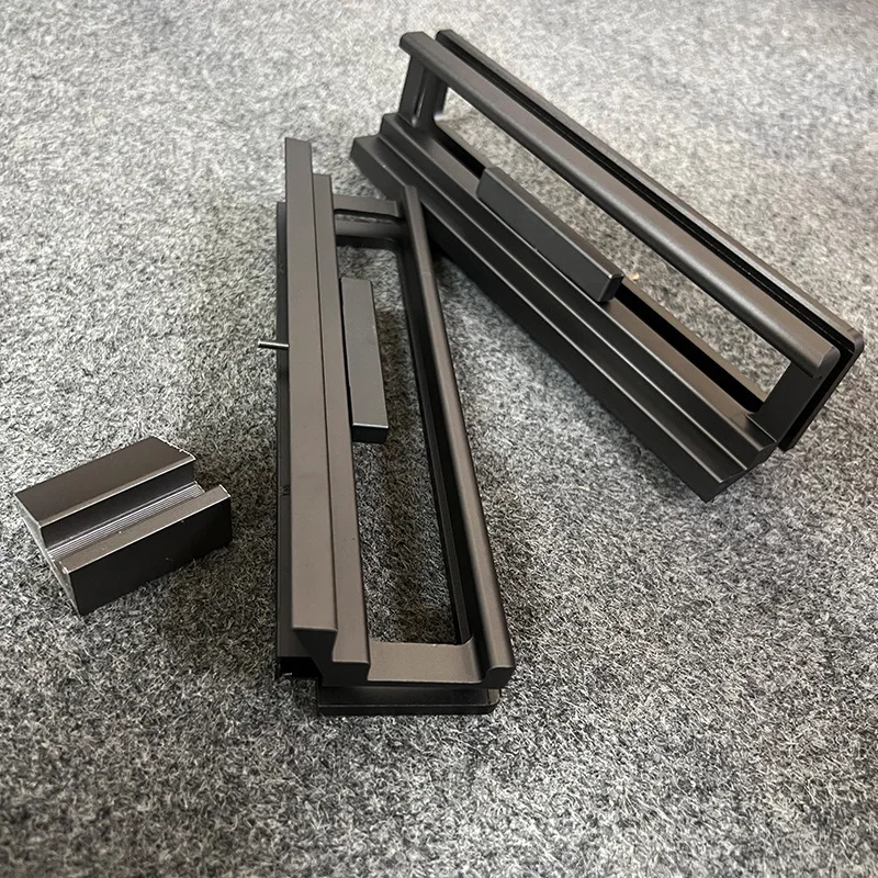 Aluminium Alloy Commercial Home Sliding Floor Long Door Lock Pull Handle With Key Lock