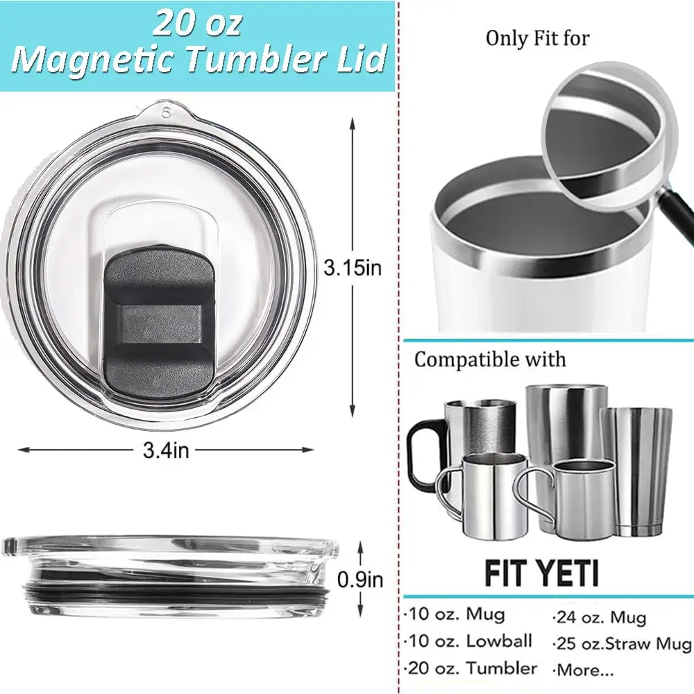 Replacement Yeti Tumbler Lid 20oz Magnetic Slider Replacement Spill Proof Effect Coffee Cup Lids with Magnetic Slider Switch