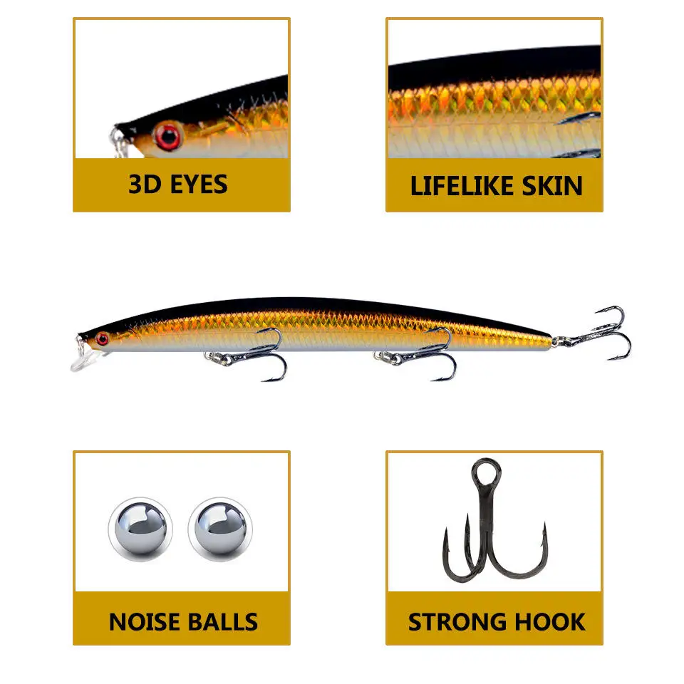 18cm 24G 10colors Artificial Sea Fish Big Size Minnow Fishing Lure