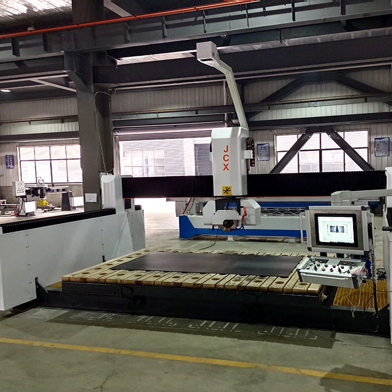 JCXstone Cnc Router 5 Axis Granite Bridge Saw Stone Cnc Engraving Cutting Glass Cutter 5 Axis Stone Cutting Machinery