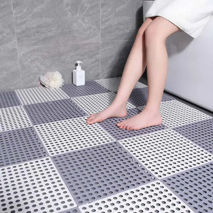 New Product Ideas 2024 Home Hotel Plastic Non Slip Drain Hole DIY Square TPE Floor Bathroom Rug Shower Massage Bath Mat