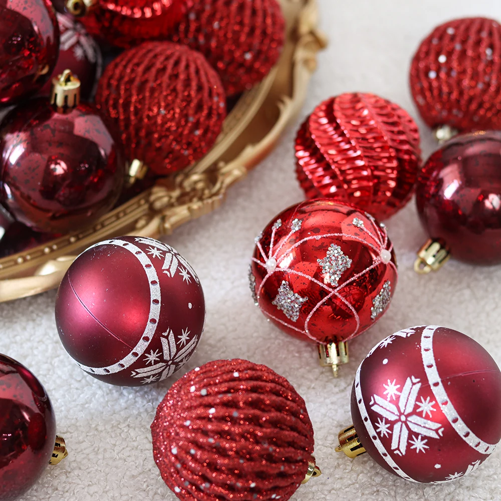 Hot Sale Christmas Ball  Xmas  Ornaments Glitter Xmas Tree Ball Decoration Holiday Party Front Door Hanging Decoration