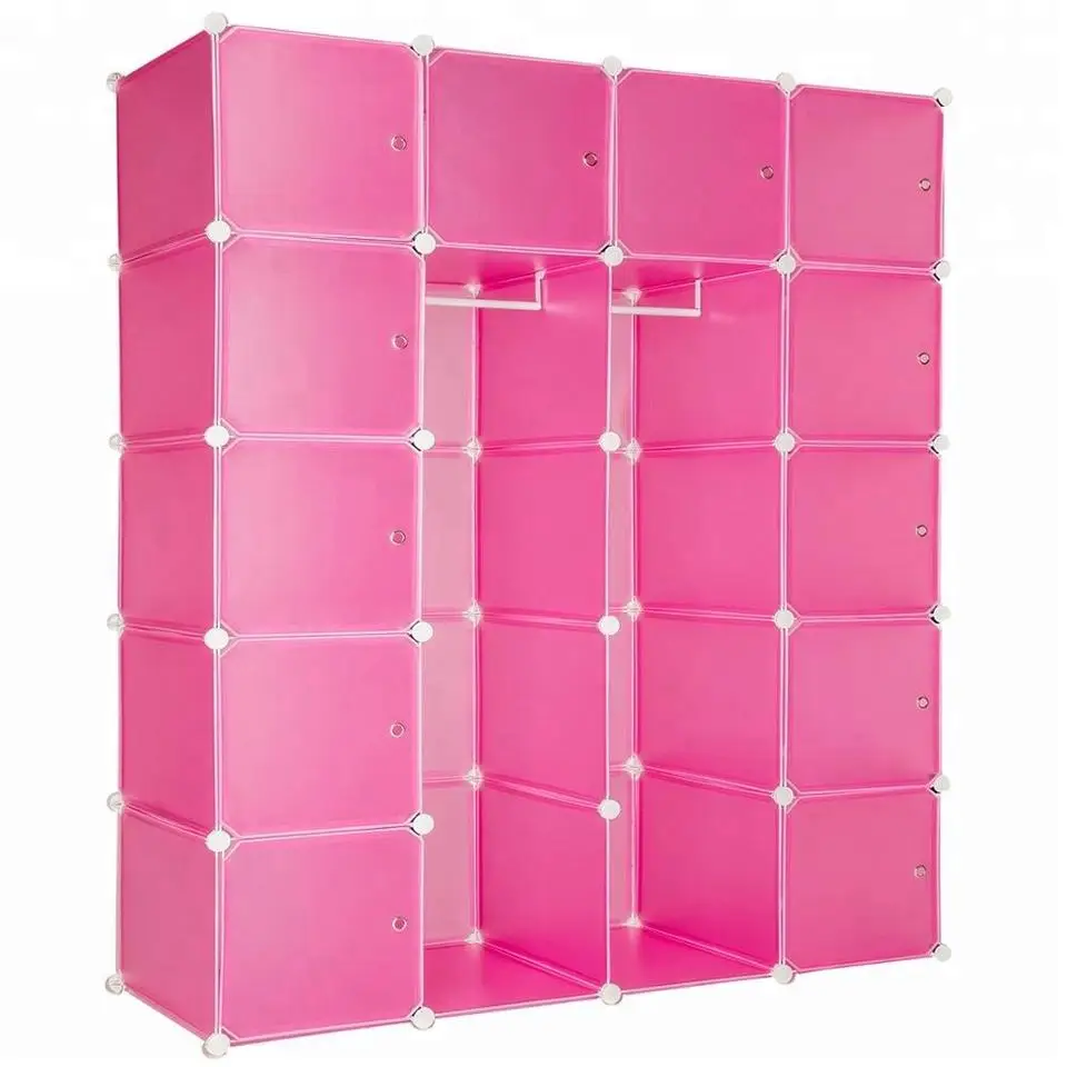 Home Wardrobe Storage Armoire Garment Hanger Closet Organizer Cabinets 16 Cube