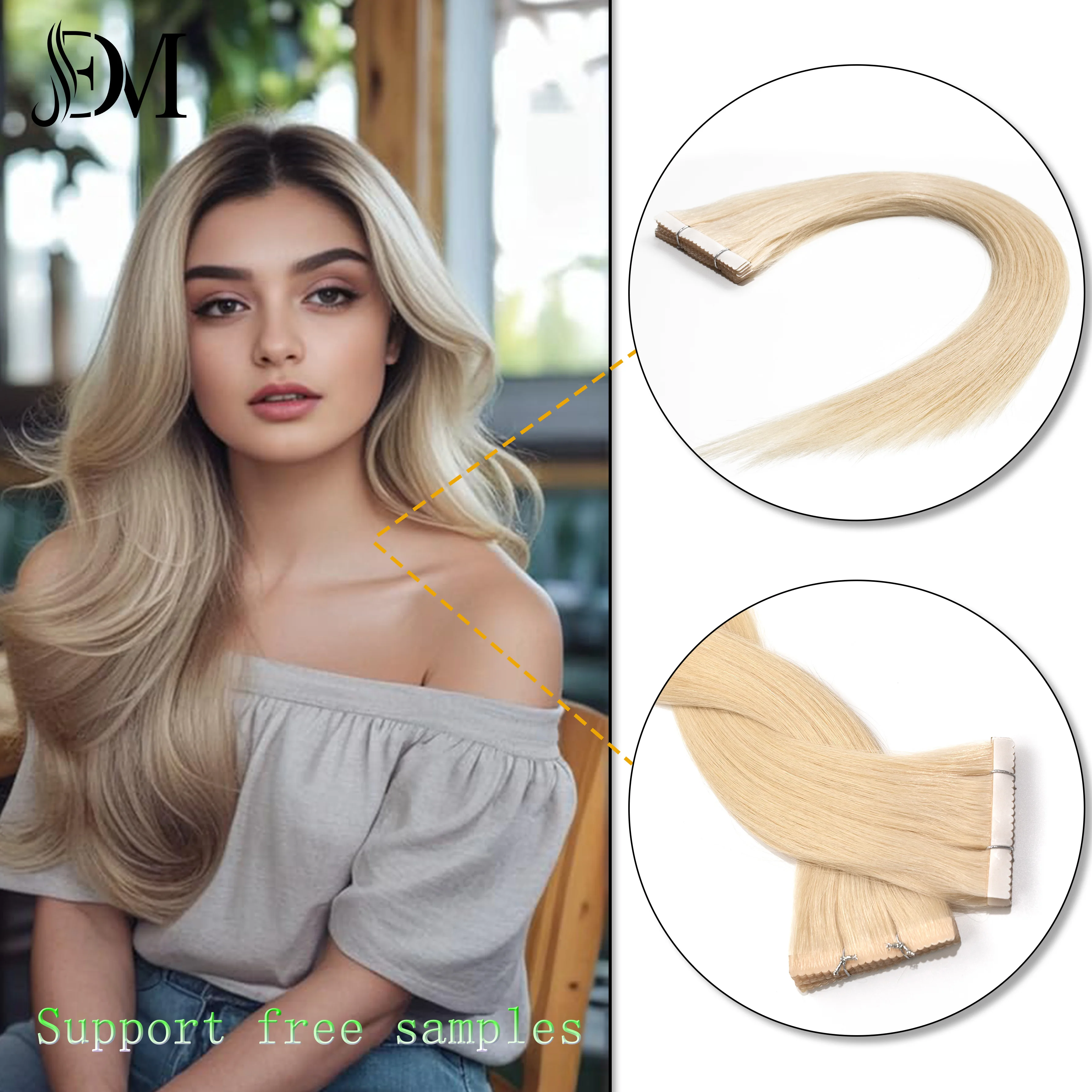 Fast Delivery of High Quality Russian Hair Double Pull Seamless Invisible Wig Injection Pure Human Hair Injecti Hair Extension