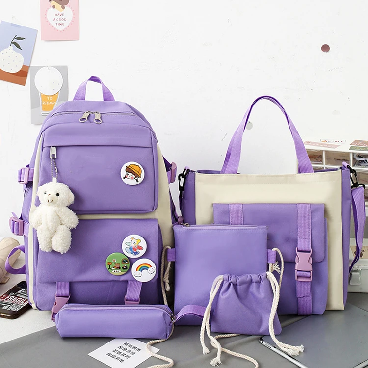 Wholesale Grades 3 To 5 And 6 School Bag Pack Set Student Bag Lightweight  Fresh Cute Girly Heart Large Capacity Backpack