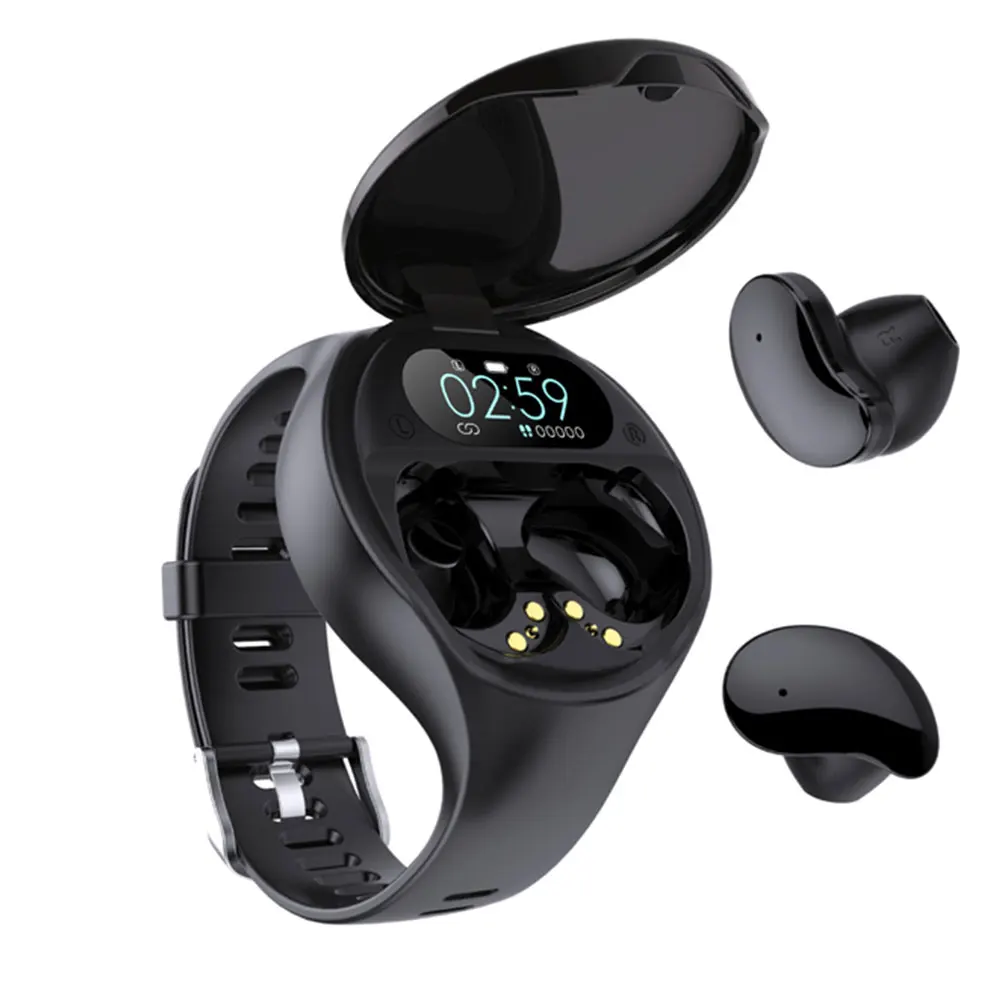 Customize Logo Nfc Voice Control I 12 Double Stereo Tws Smart Watch Earphone Bluetooth Wireless Tws Watch With Earbuds