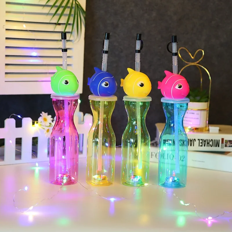 Christmas Gift Cup Cartoon Creative Disposable PET Plastic Straw Cup Milk Tea Cold Drink Juice Cup for Student