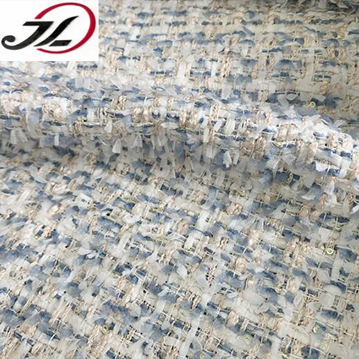 Ready to ship 100% polyester  braided  small fragrant style tweed fabric for coat dress