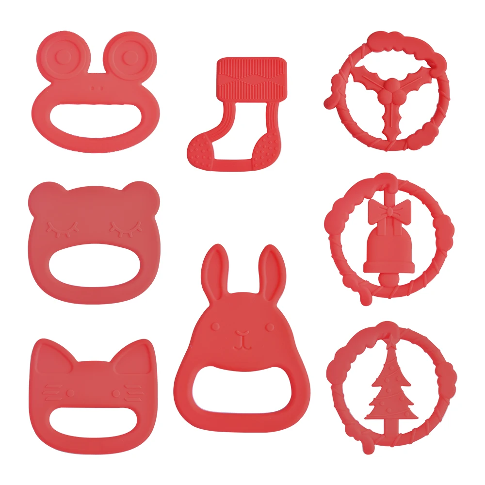 Custom Shape Food Grade Silicon BPA Free Christmas Modern Safe Bear Baby Silicone Teether