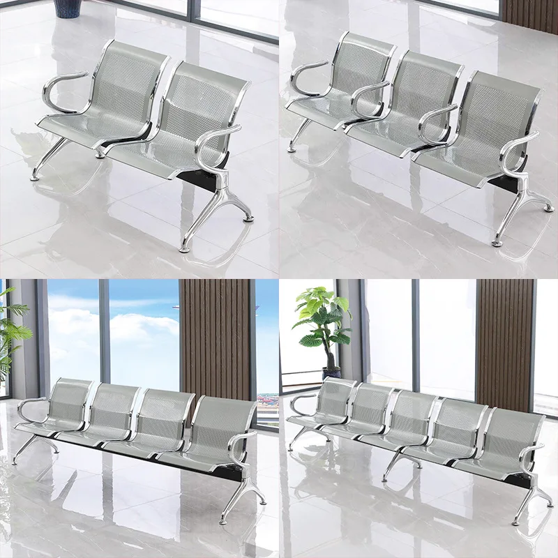 High Quality Commercial Furniture 2 3 4 Seater Waiting Room Bench Hospital Soft PU Cushion Waiting Chair Airport Bench Chair