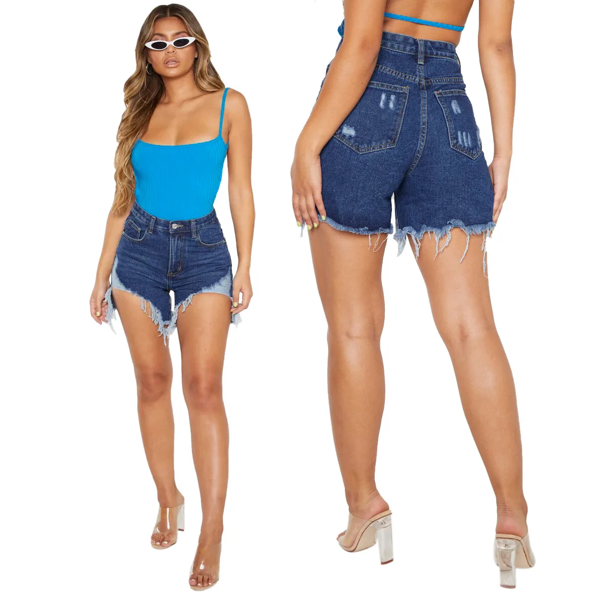 Fashion Denim Shorts Women Short Jeans Wide Leg Elastic Waist Vintage High Waist Shorts Women Summer pantalon Jean femme
