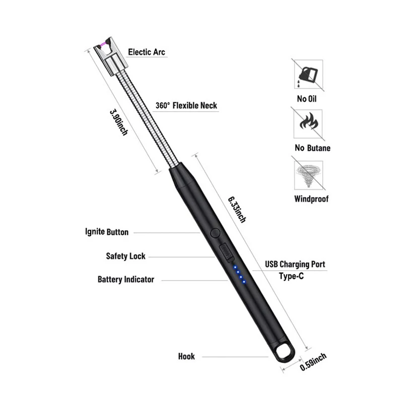 China long windproof flexible candle plasma usb rechargeable lighter