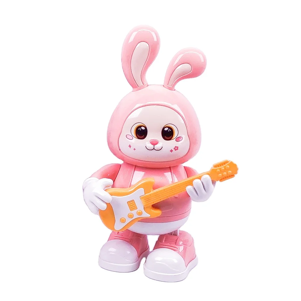 B/O Walking Animals Toys Interactive Musical Electronic Cute Guitarist Rabbit Toys For Baby Gift