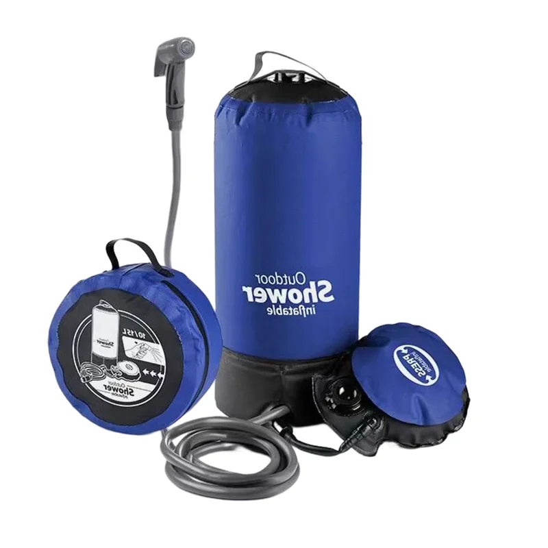 11L Portable Water Storage Bag Foot Pump Shower Nozzle Shower Outdoor Pressure Pump Camping Shower Bag