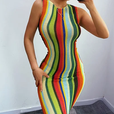2021 Sundresses Summer Sleeveless Bodycon Sun Dress Skirt Party Elegant Casual Dresses Women
