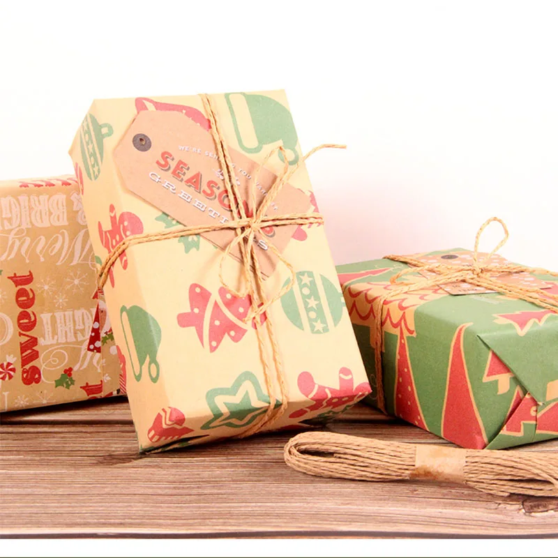 Amazon Wrapping Paper Recommend Xmas Tree Printed Kraft Paper Christmas Brown Craft Paper Christmas Gravure Printing Zhejiang