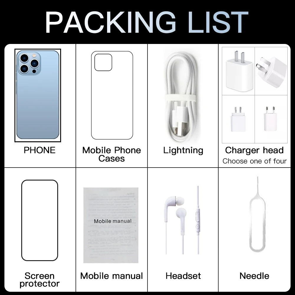 2022 New Arrival Phone13 Pro Max Mobile Phones 6.8inch Large Screen 512GB Smart phone 32MP HD Camera I13 Android Phone