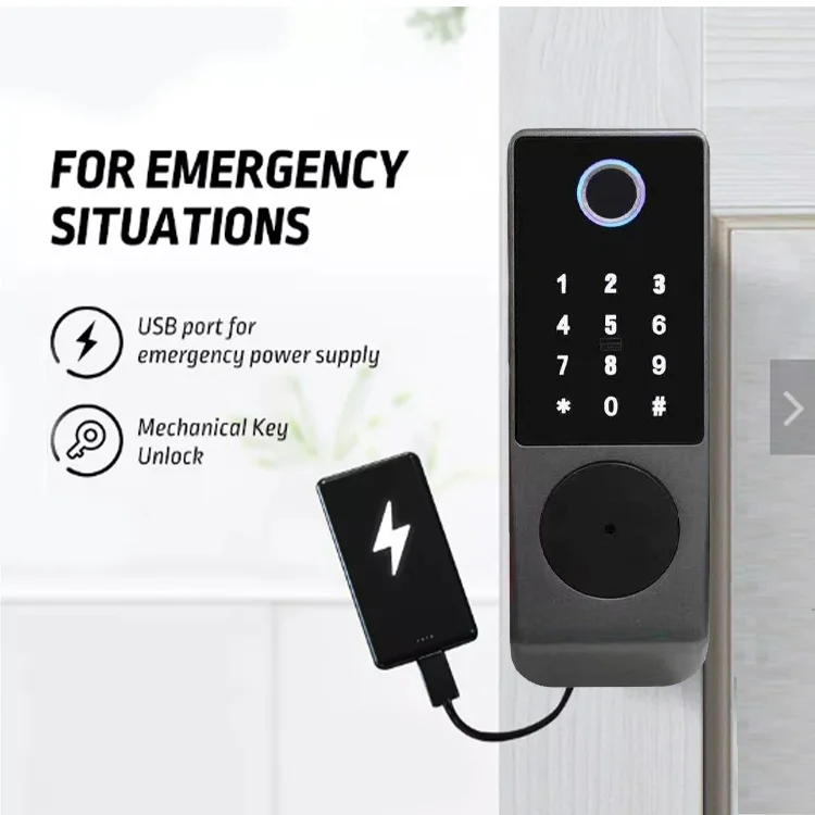 TOPTEQ D5 Waterproof Door Lock Double Side Fingerprint Smart Lock Wifi Intelligent Smart Fingerprint Lock