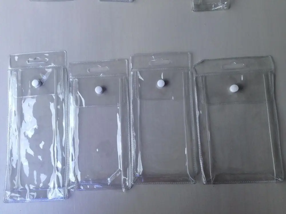 Nice price clear pvc plastic bag with snap button