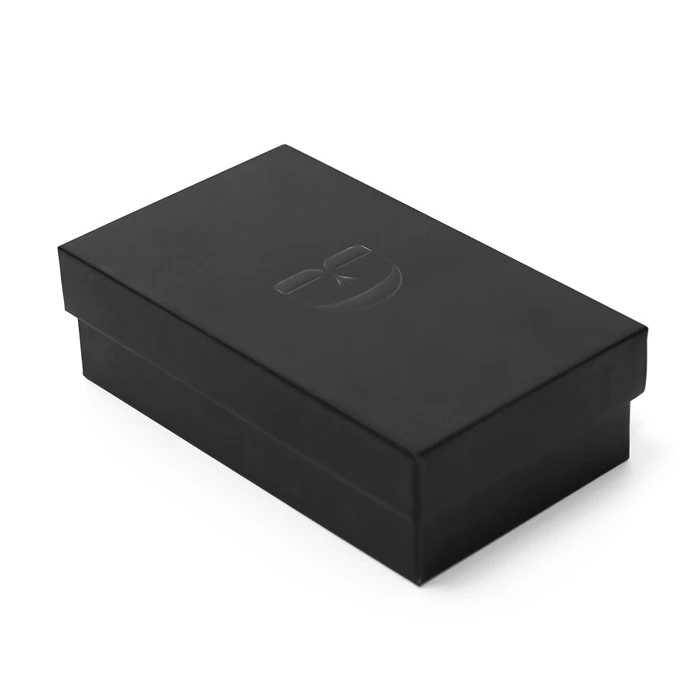 Digital Printing Wallet Purse Gift Packaging Embossed Rigid Matte Black Telescope Lid Box with custom logo