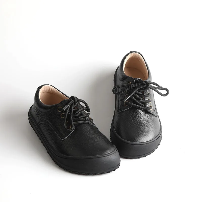 Babyhappy Factory Patent 2024 New Breathable Light Weight Genuine Leather Zerp Drop Wide Toe Barefoot Shoes For Child