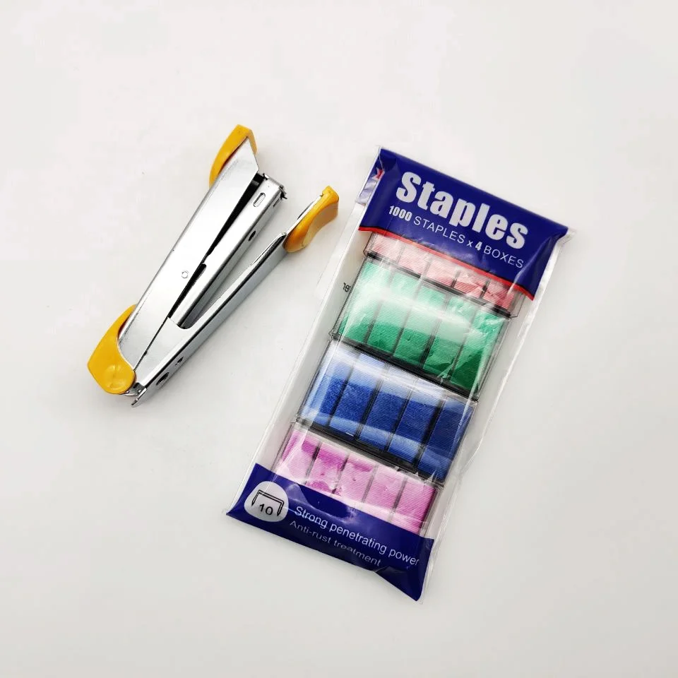 4 boxes per OPP bag - Metallic Colored Standard Staple PIns (No.10) 4000 Ct Chisel Point Office etc