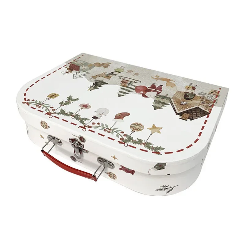 12pcs of A Set Packaging Gift Box  Cardboard Pack Suitcase Case Bag with Handle for Present Christmas BirthdayThanksgiving Day