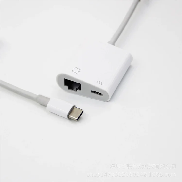 2 Port 2 In 1 Type C HUb RJ45 Ethernet Lan Hub with Power Delivery Fast Charge for Macbook Pro and Other Type C Laptops