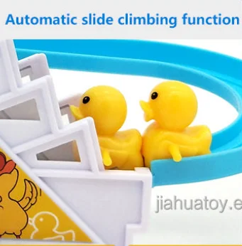 HOT SELLING ELECTRIC LITTLE YELLOW DUCK CLIMBING STAIRS MUSIC TRACK GROOVE TOY FOR KIDS