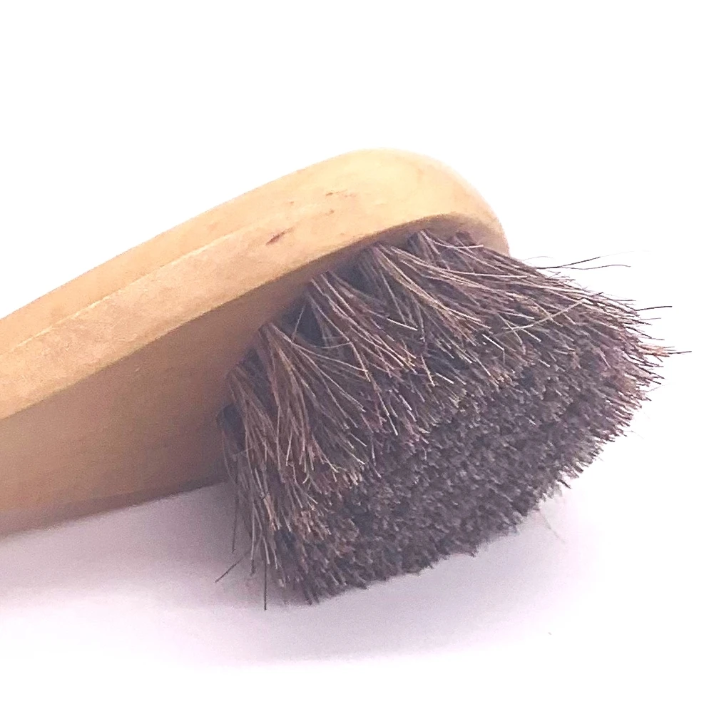 Horse Hair Shoe Brush Shine Polish Buffing Soft Shoe Brush Cleaning Brush Practical Professional Wood