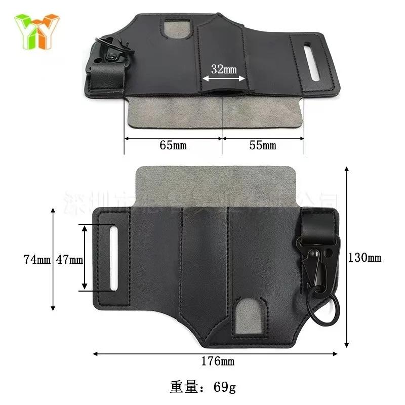 PU Leather EDC Tactical Waist Belt Storage Bag Multifunction Knife Flashlight Tool Holster Outdoor Camping Accessories