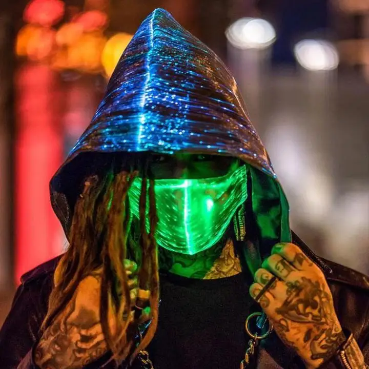 LED colorful optical fiber luminous masks for masquerade, Halloween, bungee party holiday atmosphere masks
