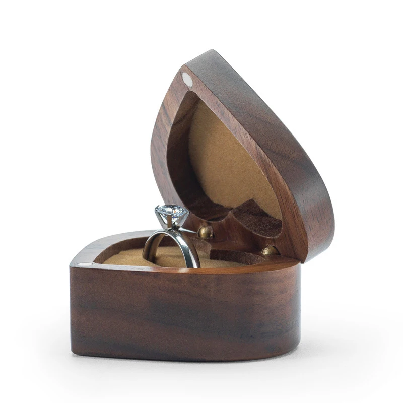 Wholesale Cheap Wooden heart-shaped ring box jewelry box