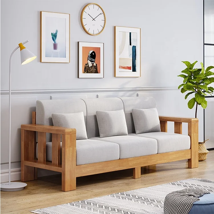 Sofa frame  solid wood living room sofas Rubber wood furniture sofa set