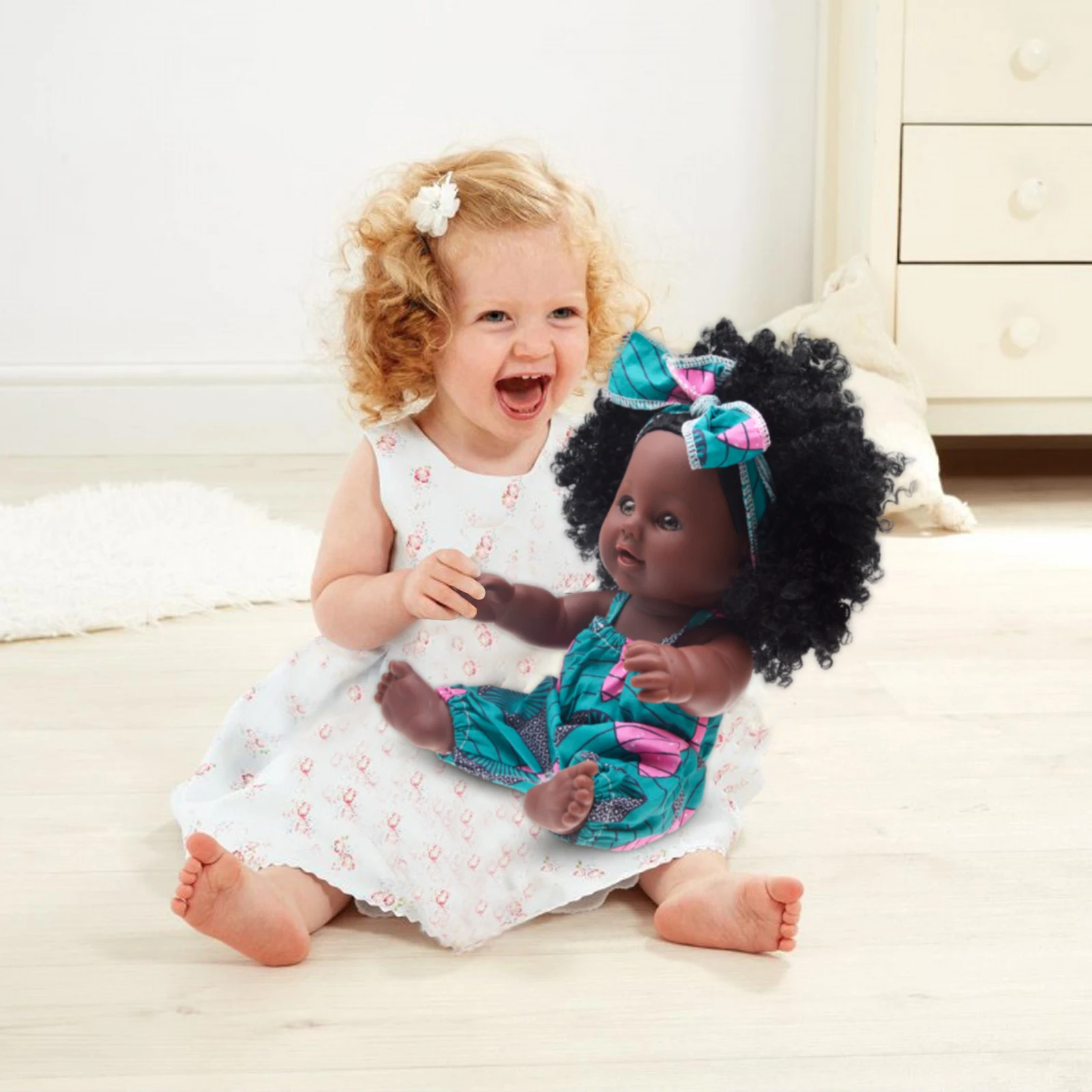 2022 hot sale popular 12 inch vinyl african american style girls black dolls  curly hair for kids