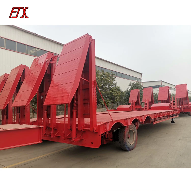 3/4/5 Axle 50 60 80 Ton Heavy Duty Gooseneck Excavator Transportlow Loader/ Lowboy/ Low Bed Lowbed Trailer Truck Semi Trailer