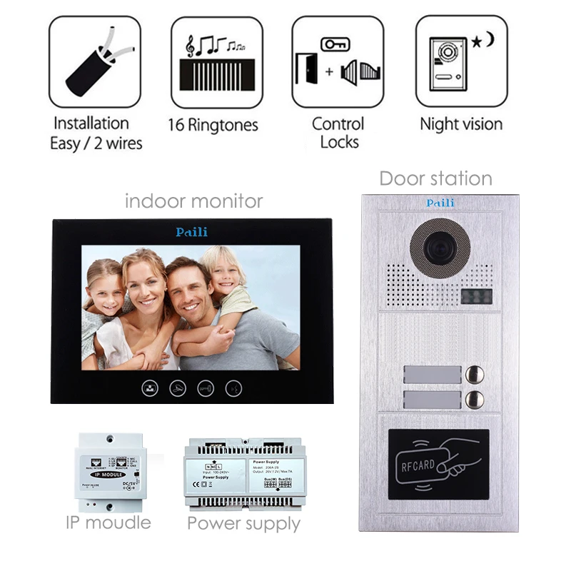 2 wire 10 inch video waterproof door bell apartament video intercom