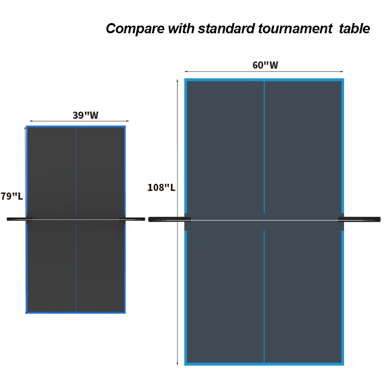 Mid Size Indoor Table Tennis Table with Quick Clamp Ping Pong Net and Post, Foldable Indoor Pingpong Table Black and Blue