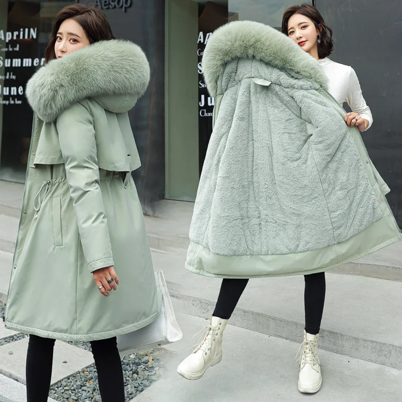 Wholesale Custom Parkas Wool Hooded Fur Collar Long Jacket Winter Coat Women