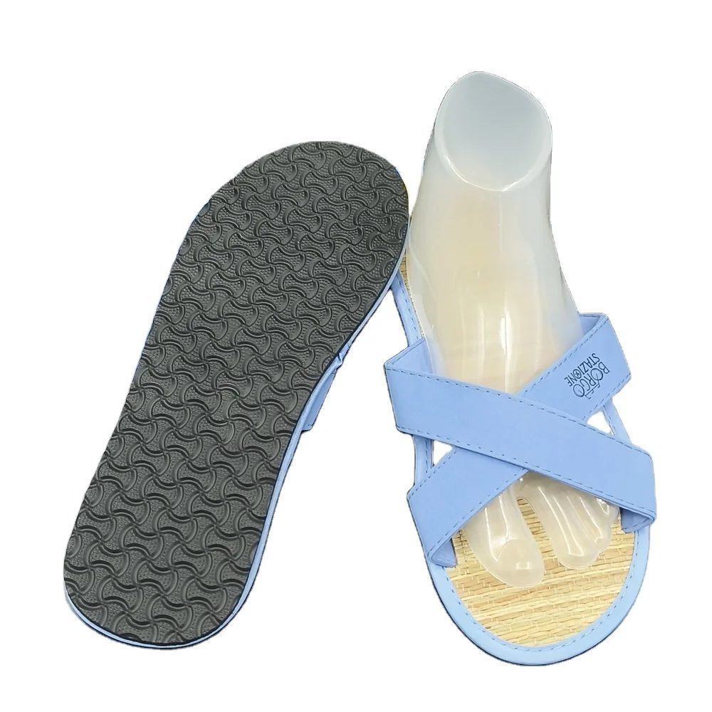 Wholesale custom unisex bamboo sandals with rubber sole Summer bamboo slippers  for hotel