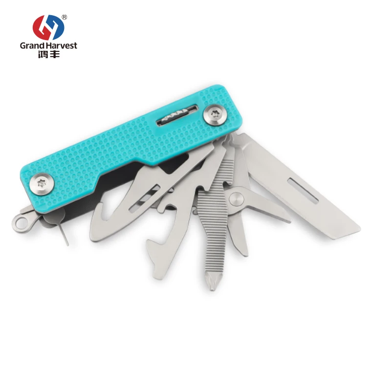 GHK Outdoor 10 in 1 Folding Multi Function Swiss Knife Pocket Knife with SIM Card Tool