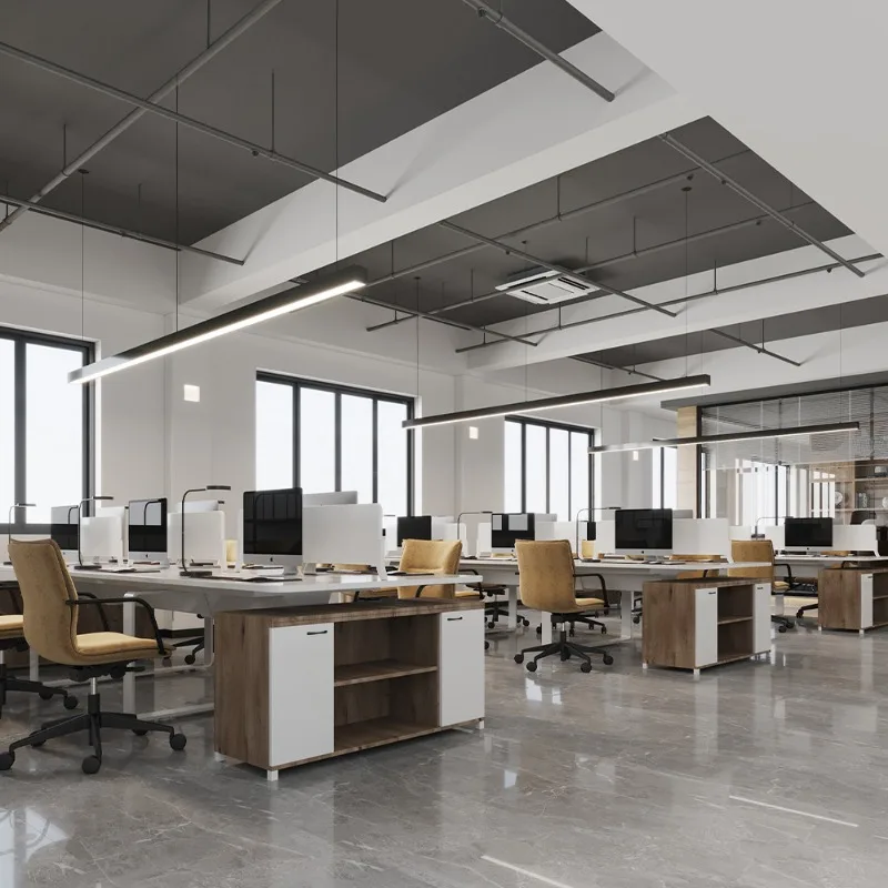 Modern Office LED Linear Light 2FT 4FT 8FT Triac Dimmable with DALI 0-10V Control Aluminum Pendant for Gym Workshop Classroom