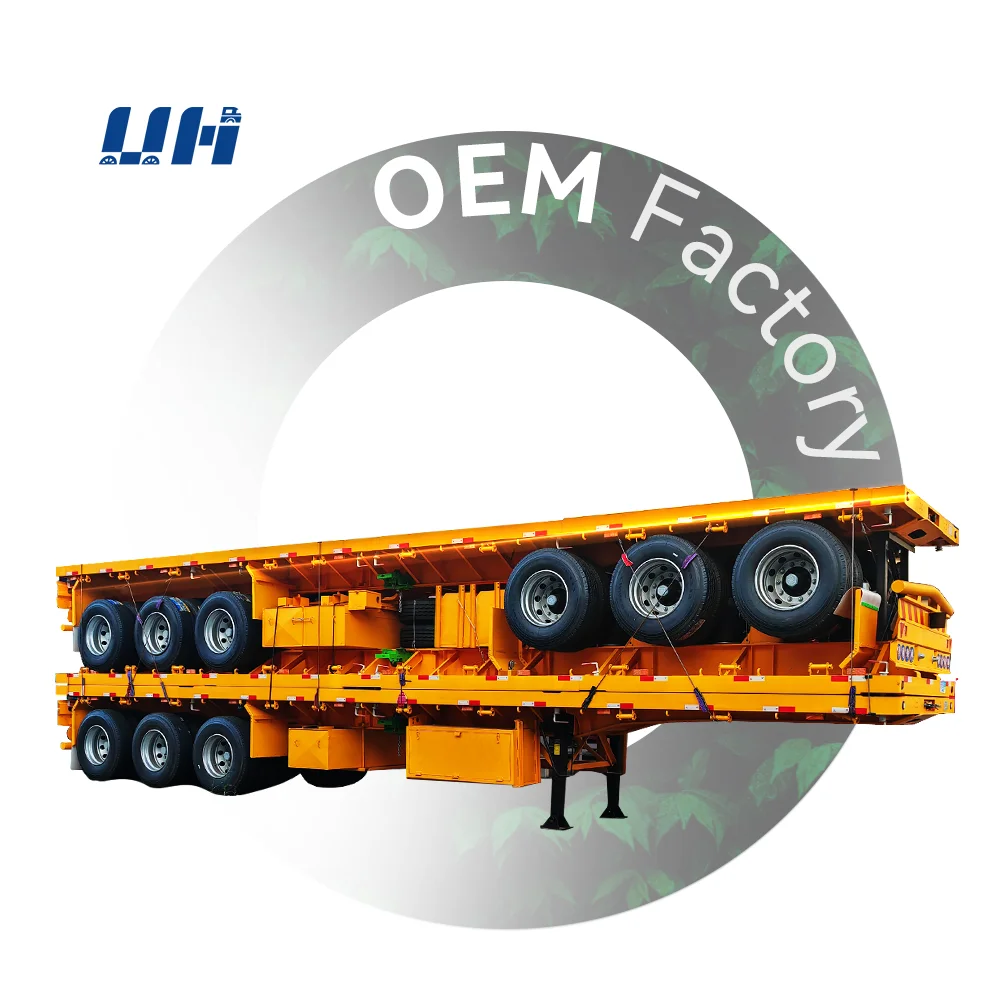 Flatbed Trailer 4 Axle 40t 60t Flat Bed Container 3 Axle Flatbed Semi Trailer for Sale