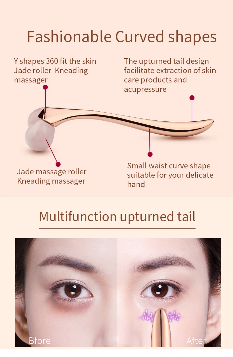 New Arrived 3D Rose Natural Stone Jade Roller Facial Massage Tool Summer Face Guasha Massager Gua Sha Scraper 3D Jade Roller