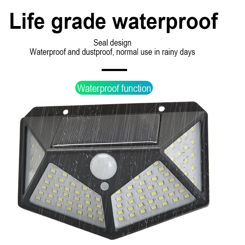 Садовая лампа на солнечной батарее, 100 светодиодов, с датчиком движения