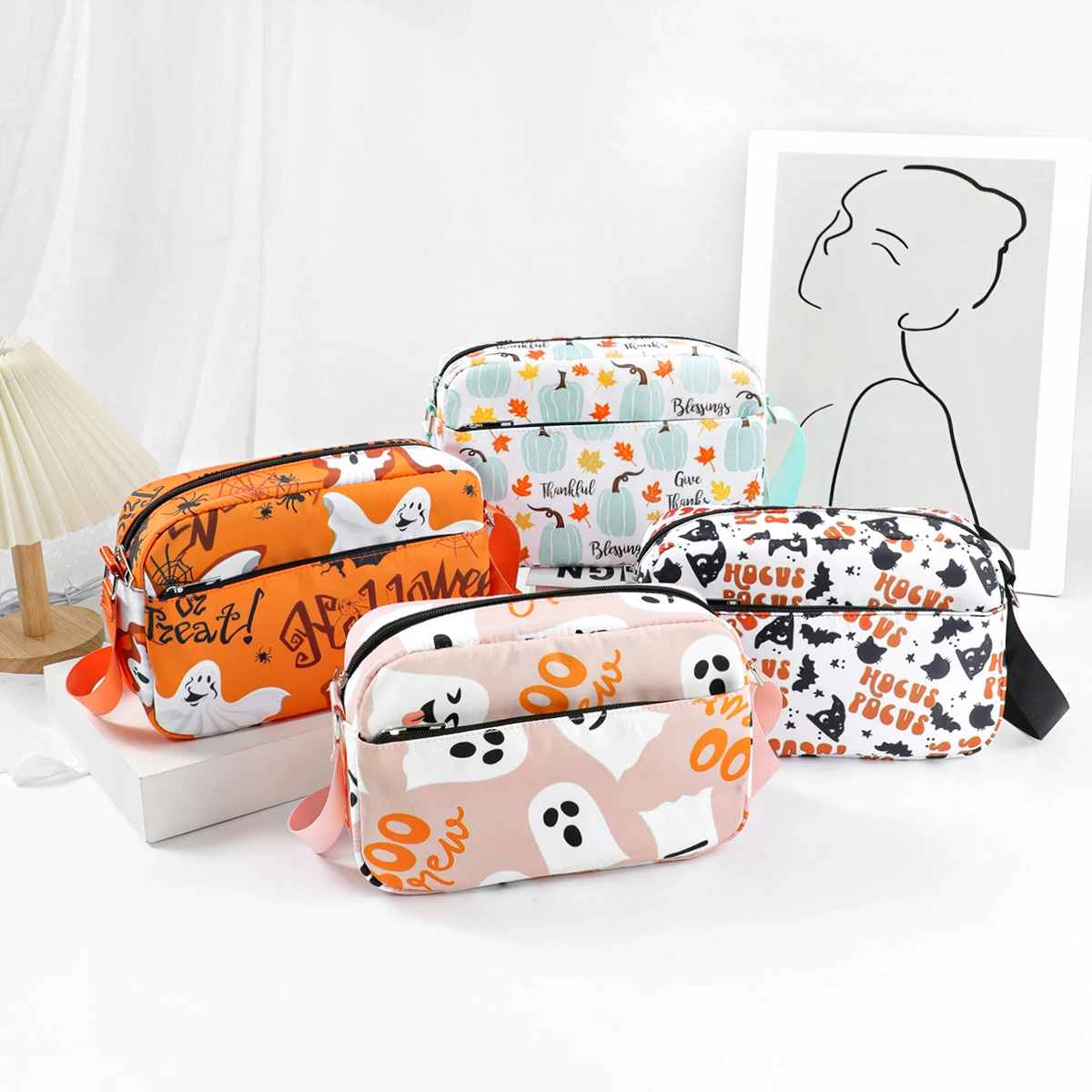 Corduroy Crossbody Bags for Unisex Custom Design Single Shoulder Bag Running Belt Tactical Pouch Message Bag for Women & Men