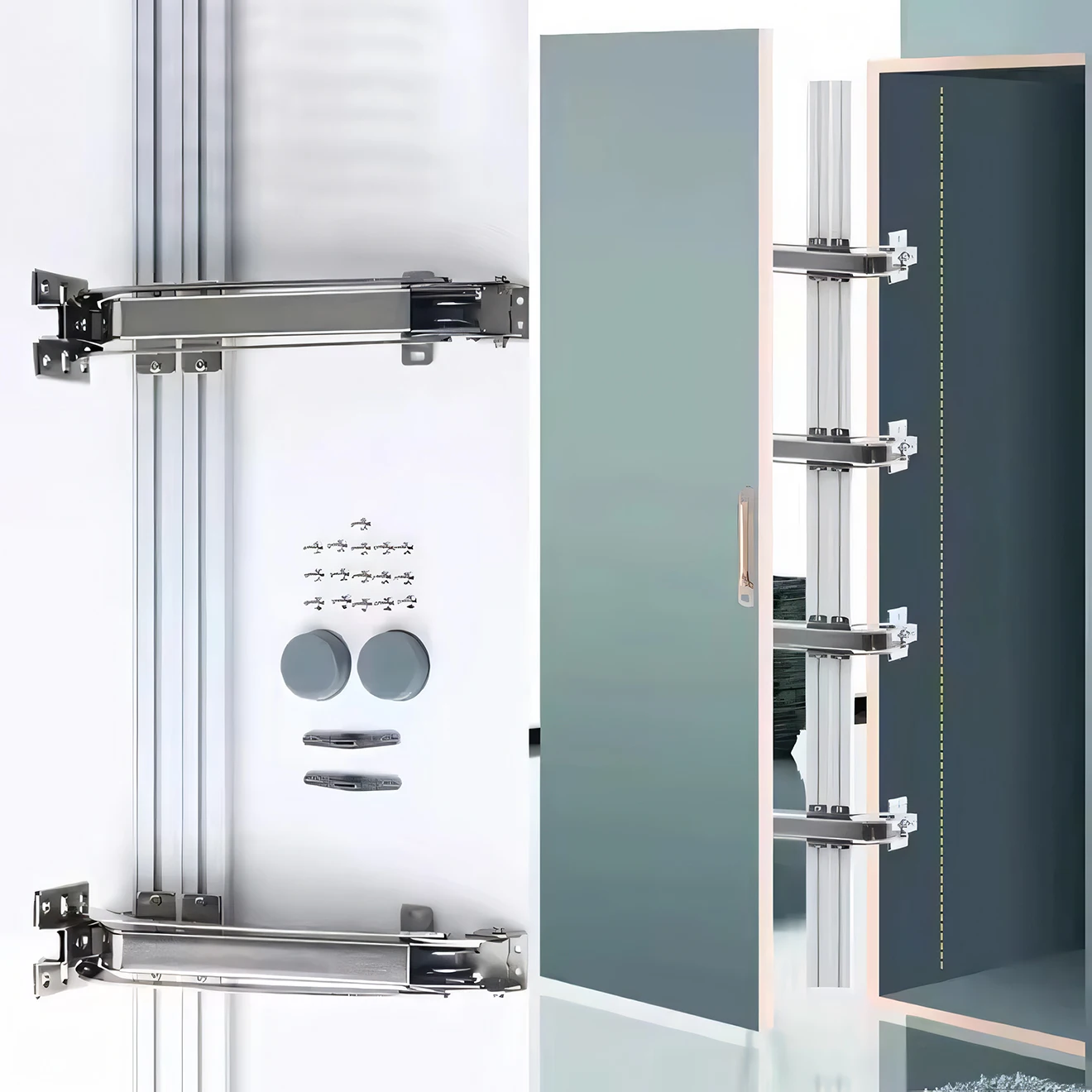 OEM Custom Modern Design Wooden Bus Luggage Door Hinge with Floor Hinges Concealed Hinge for Cabinetry