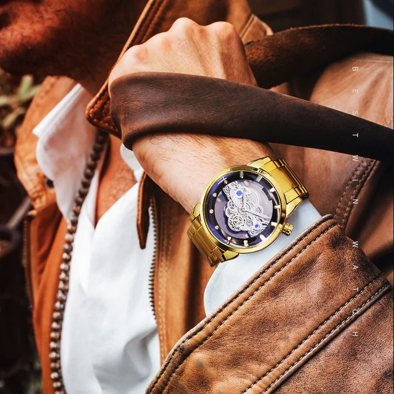 NEW BESTWIN Top Brand Luxury Fashion Sport Watch Men Gold Wrist Watches Man Clock Casual Chronograph Wristwatch
